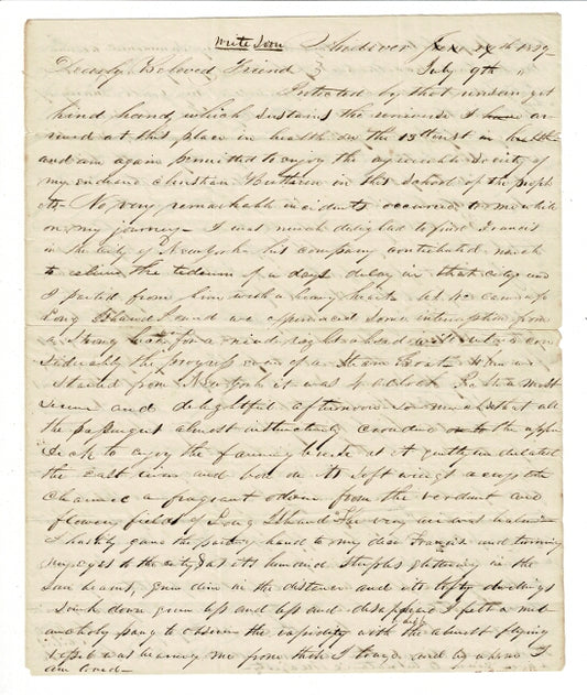 1829 THOMAS BRAINERD. Letter Regarding Charles G. Finney, His Mentor, Revivals, etc., by Nephew of David Brainerd.