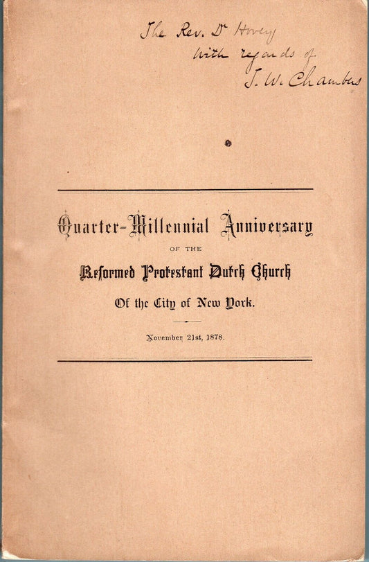 1879 T. W. CHAMBERS. Anniversary of Fulton Street Prayer Meeting. Signed!