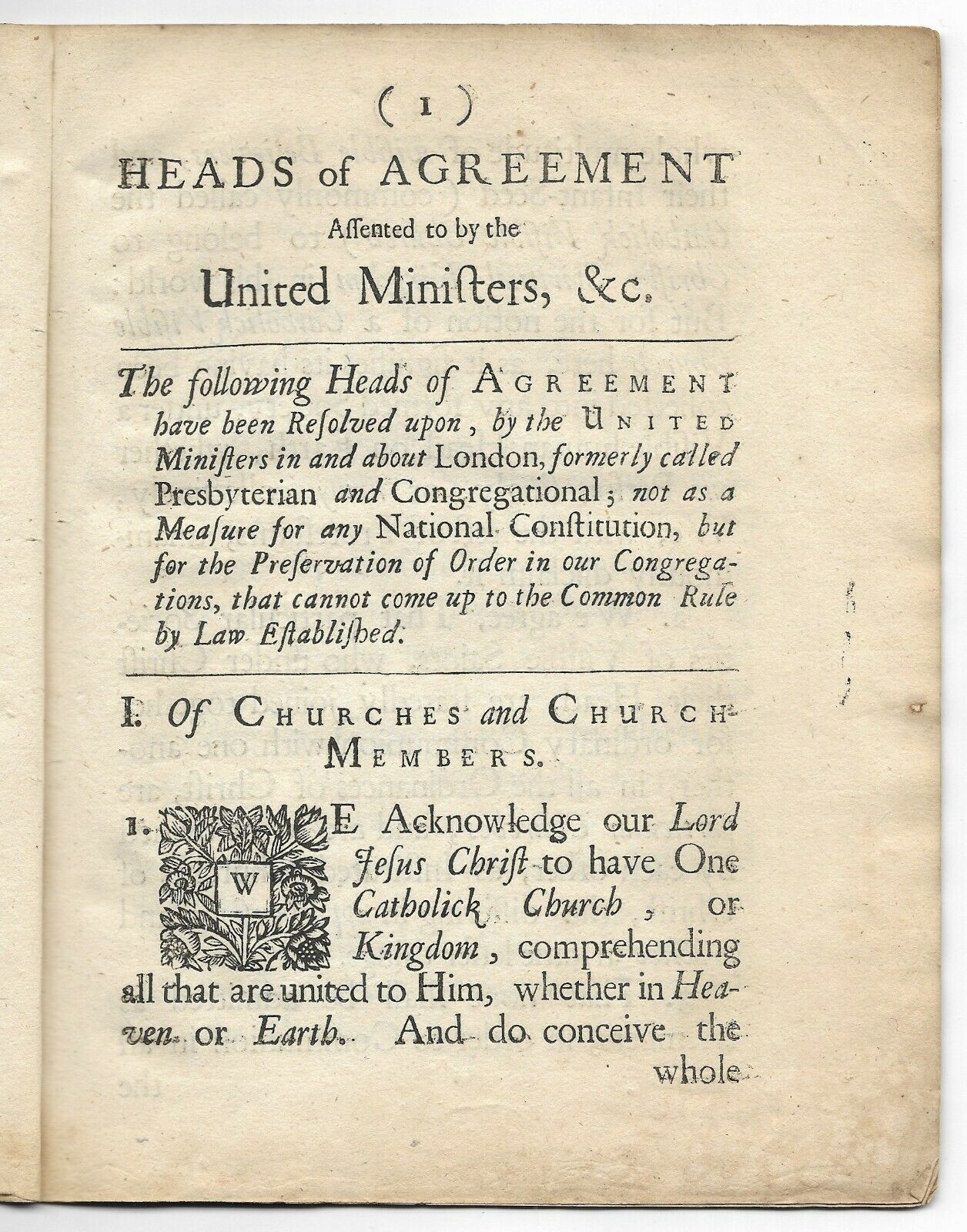 1691 JOHN HOWE. Very Important Document Consolidating Puritan Theology - Influenced Massachusetts Bay Colony
