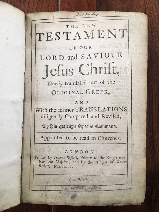 1755 New Testament - Interleaved with Notes from Philip Doddridge's Dissenter's Academy.