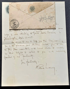1898 ROBERT LOWRY. Autograph Letter by Hymn Writer of Nothing but the Blood of Jesus, How Can I Keep from Singing, etc.