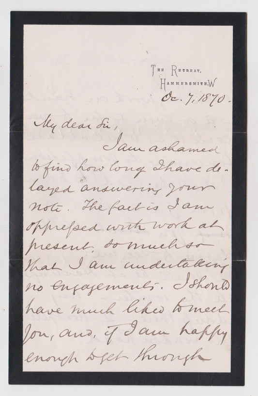 1870 GEORGE MACDONALD. Fine 3pp Autograph Letter by C. S. Lewis' Inspiration. Finely Preserved.