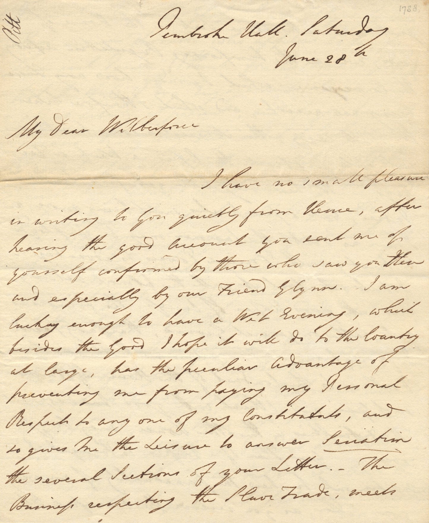 1782 WILLIAM WILBERFORCE. Historically Important Archive of 74pp of William Pitt Letters to William on Christianity, Slavery, and Politics!