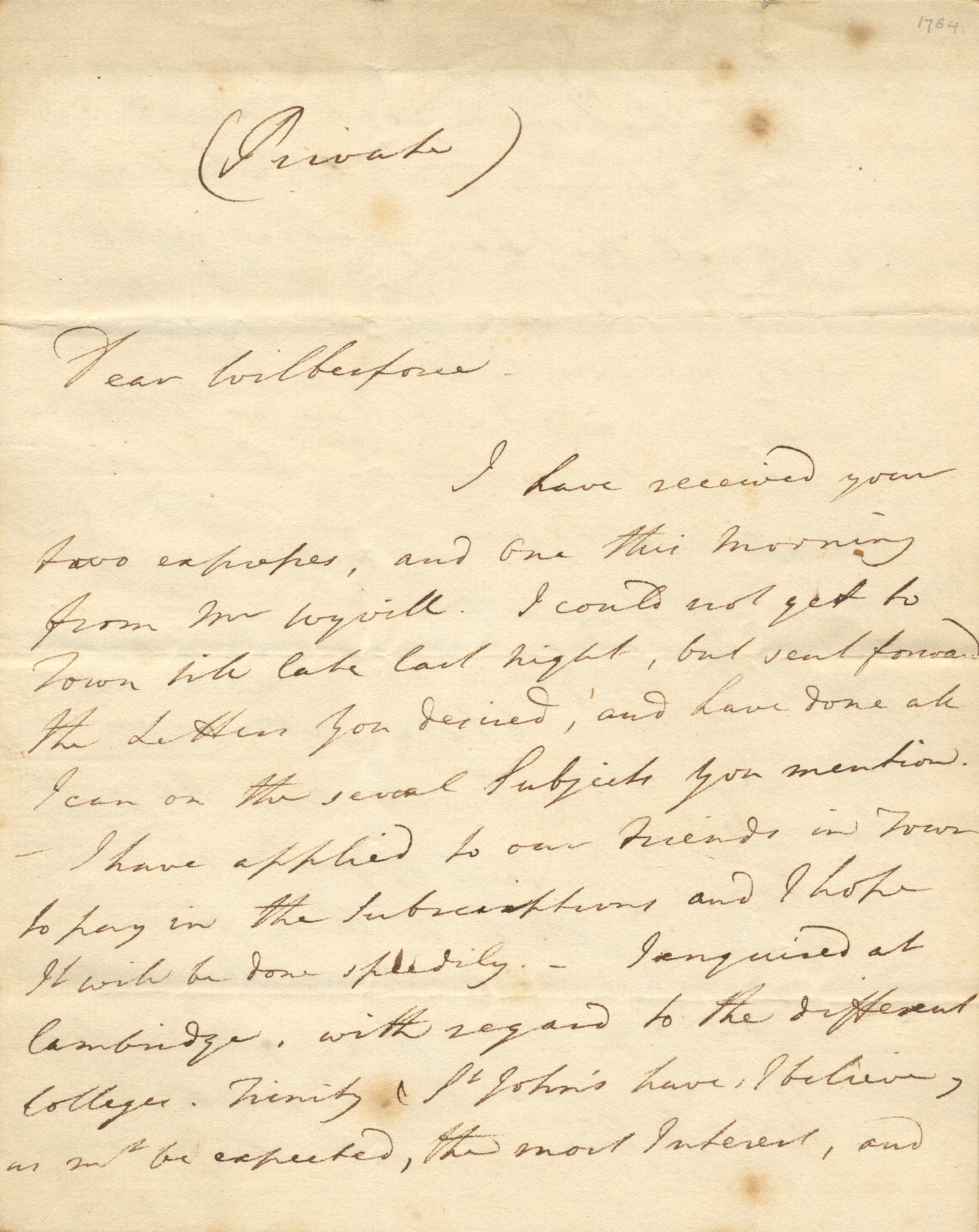 1782 WILLIAM WILBERFORCE. Historically Important Archive of 74pp of William Pitt Letters to William on Christianity, Slavery, and Politics!