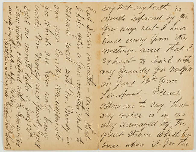 1884 IRA D. SANKEY. Letter from the Height of the British Revival Under Moody & Sankey.