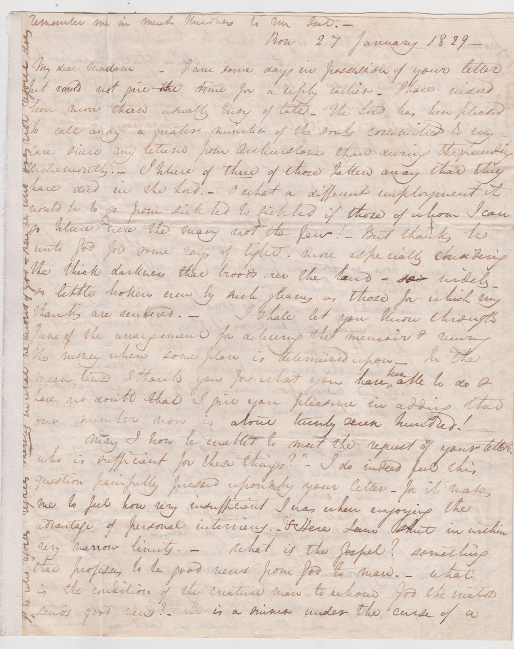 1829 JOHN McLEOD CAMPBELL. Important Autograph Letter on Atonement by Influential Scottish Theologian.