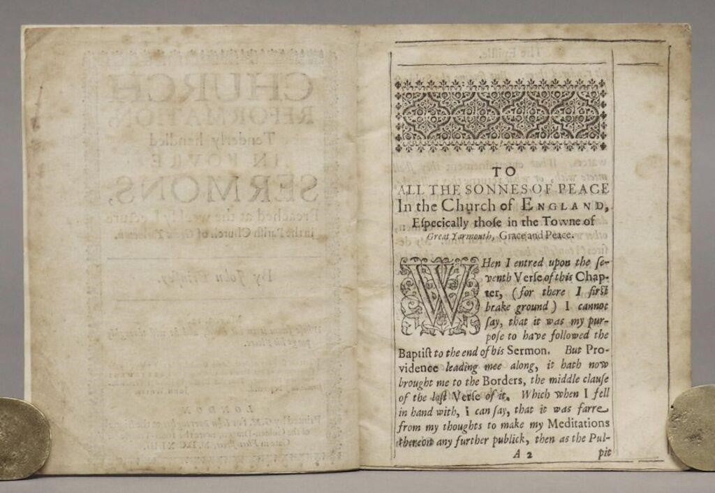 1643 JOHN BRINSLEY. Important "Great Migration" Provenance Puritan on Religious Liberty and Christian Abuses of Political Power.