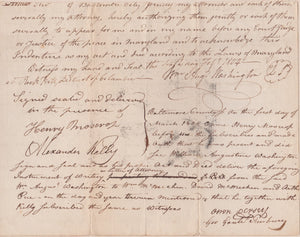 1804 WILLIAM AUGUSTINE WASHINGTON. Autographed Indenture Granting Power of Attorney. George Washington's Nephew!