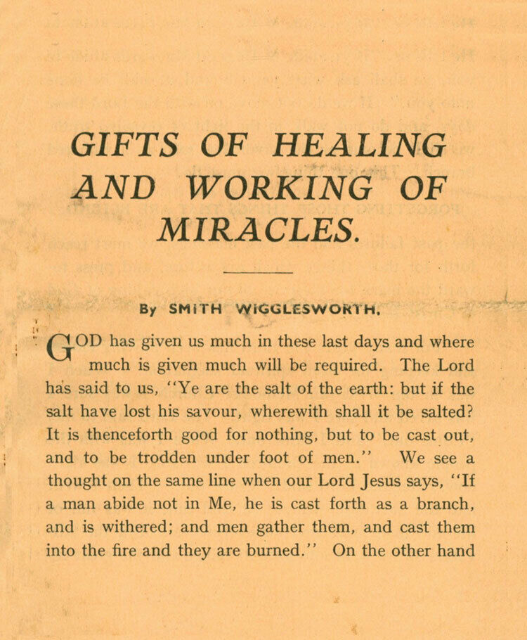 1930 SMITH WIGGLESWORTH. The Gift of Healing & Working of Miracles. Very Rare.