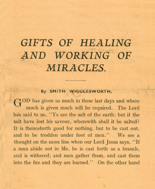 1930 SMITH WIGGLESWORTH. The Gift of Healing & Working of Miracles. Very Rare.