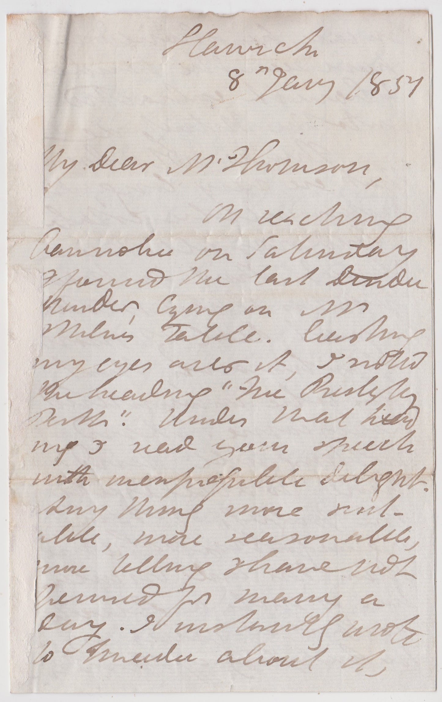 1857 ALEXANDER DUFF. Autograph Letter Regarding Presbytery in Perth & Missions in India.