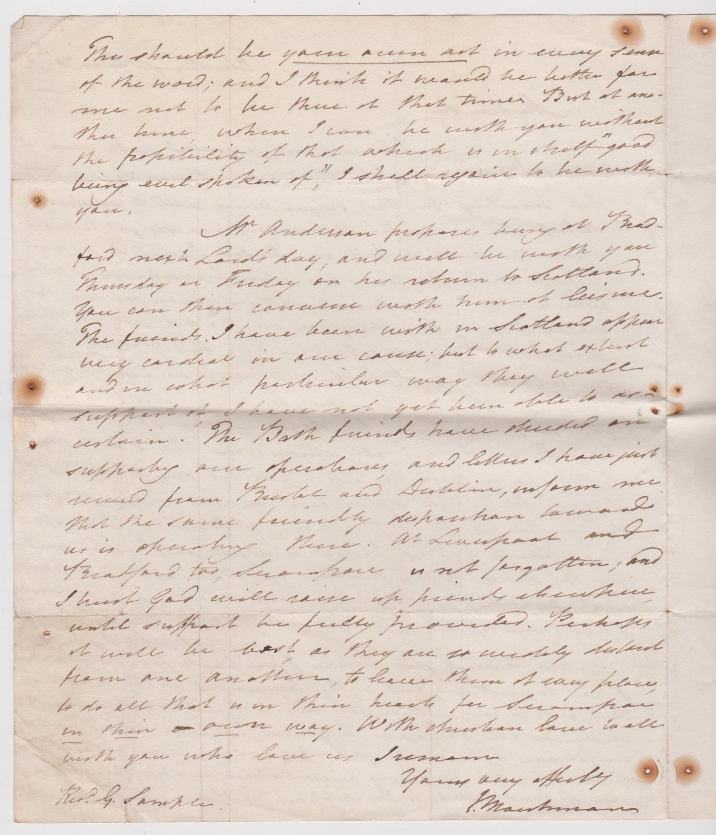 1828 JOSHUA MARSHMAN Autograph Letter Regarding Controversy, Fund-Raising, &c.