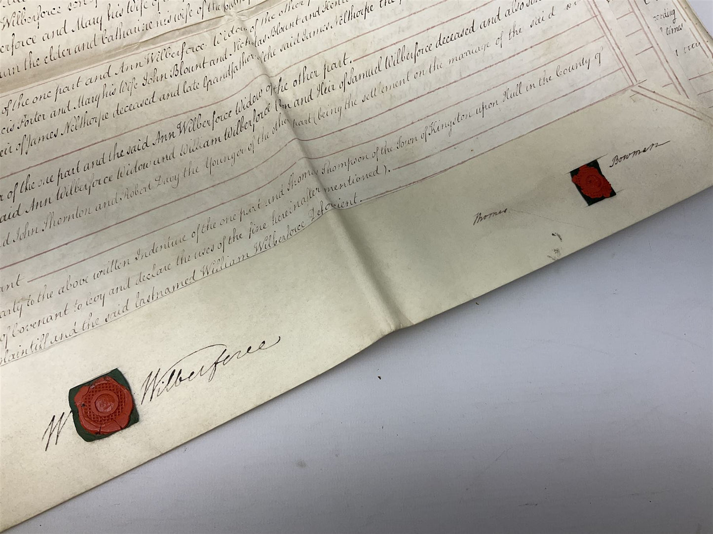 1803 WILLIAM WILBERFORCE. Beautiful Large Vellum Indenture Signed by the Famous Abolitionist Twice + Wax Seal!